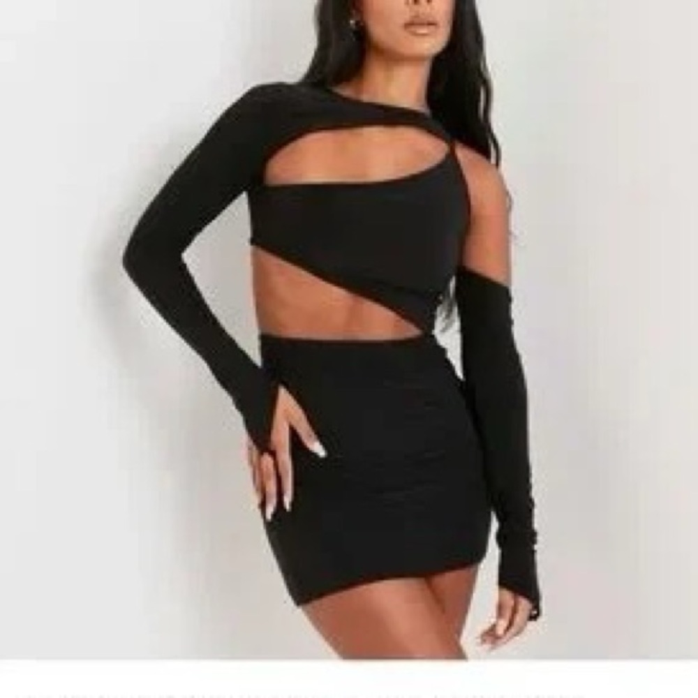 EGO Black Cut-Out Mini Dress - One Shoulder

Stretchy material